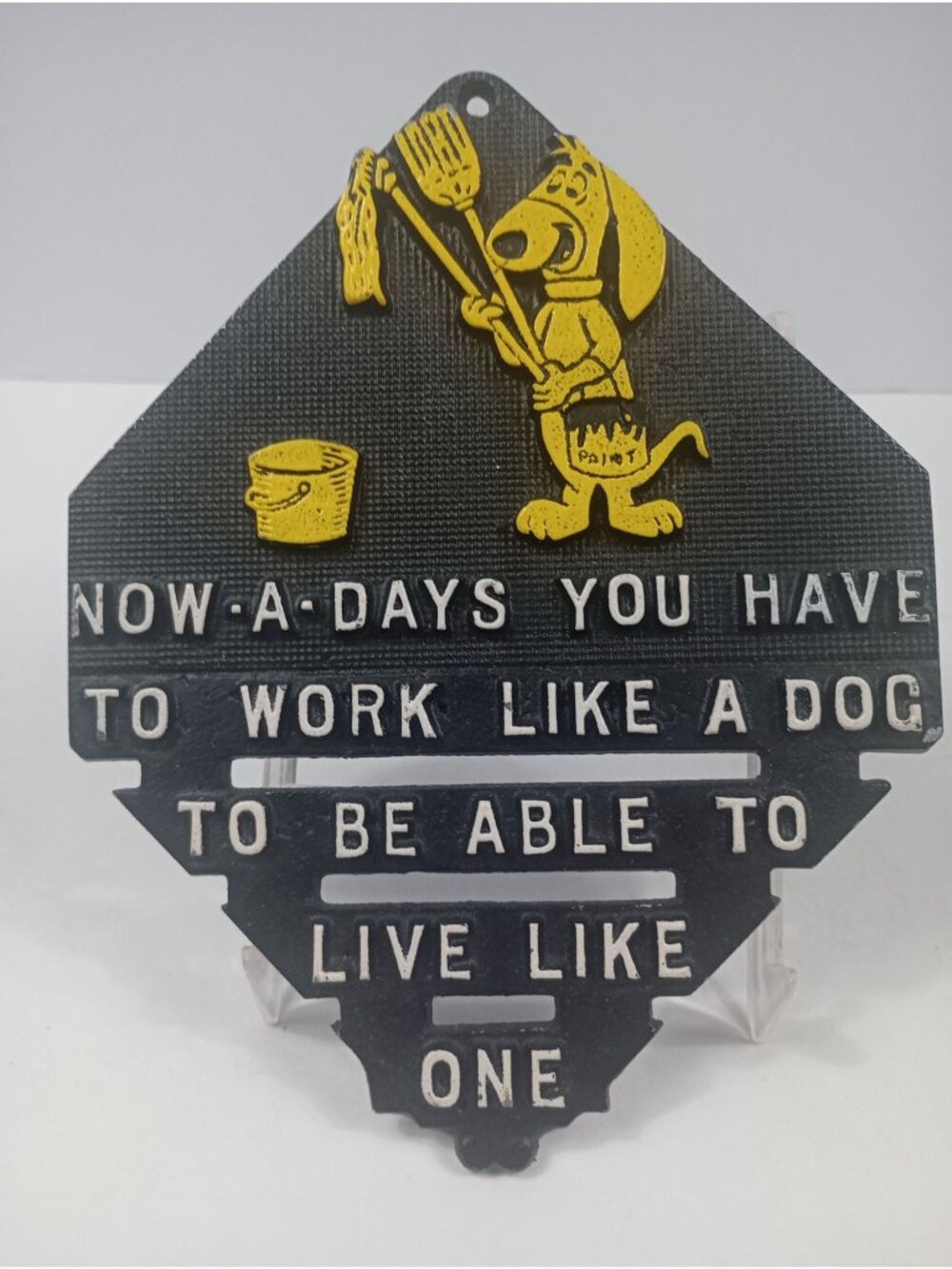 Vintage Kitschy Cast Iron Novelty Trivet Wall Plaque
